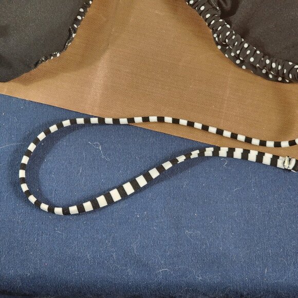 Massimo Black and White Polka Dot Striped Straps Nylon Span Bikini Top Size S - Picture 12 of 16